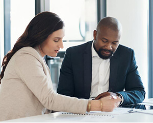 A meeting between a frontline sales representative and an accountholder.